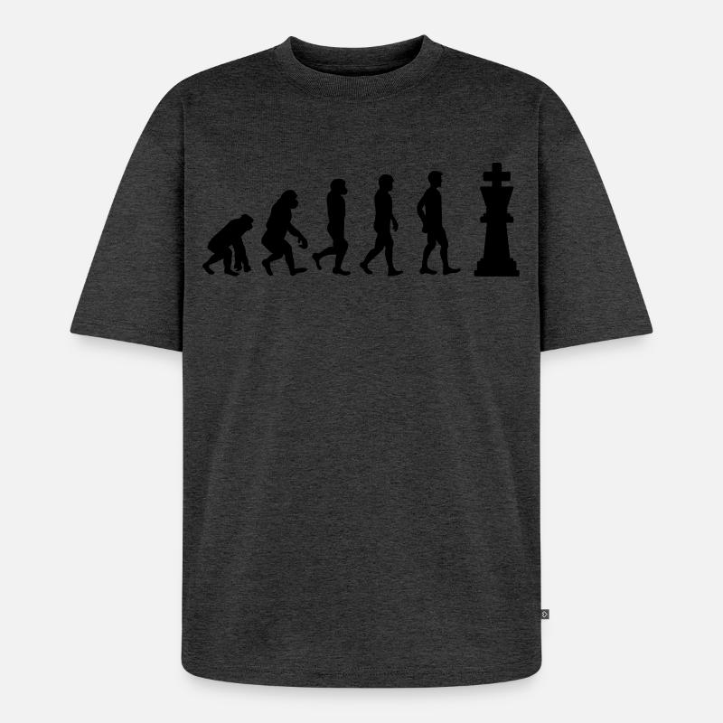 Evolution du jeu d’échecs - T-shirt Premium bio oversize Unisexe - anthracite chiné