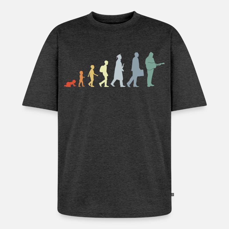 Évolution du guitariste - T-shirt Premium bio oversize Unisexe - anthracite chiné