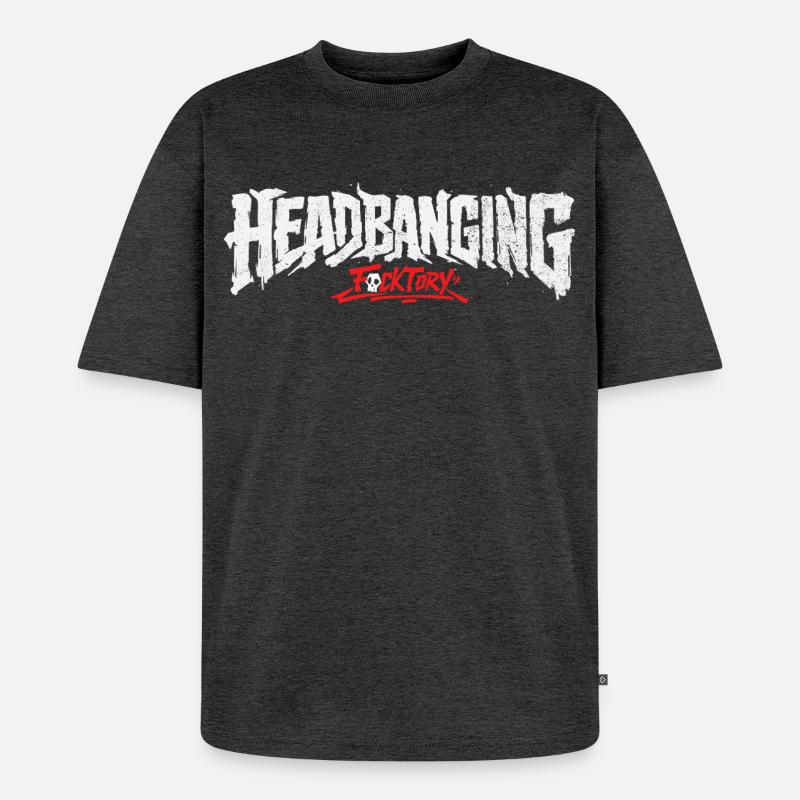 Logo de headbanging blanc - T-shirt Premium bio oversize Unisexe - anthracite chiné