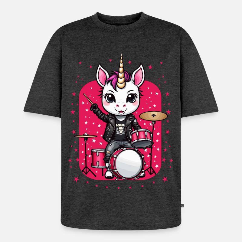 Punk Rock Einhorn - Unisex Premium Oversized Bio T-Shirt - Anthrazit meliert