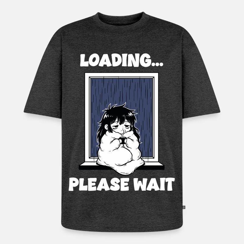Pluie Loading Please Wait Manga Mood - T-shirt Premium bio oversize Unisexe - anthracite chiné