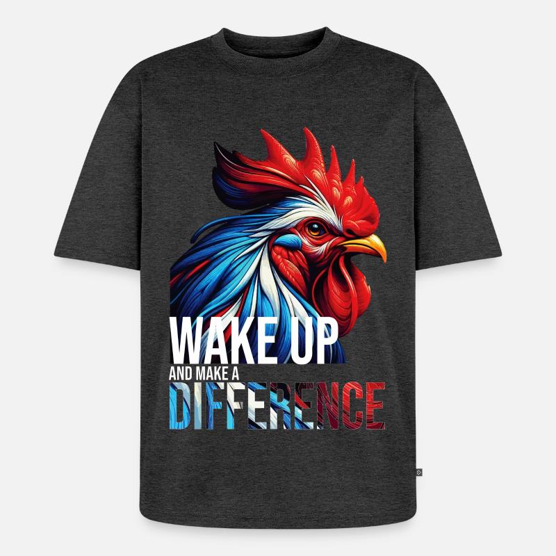AUFWACHEN UND EINEN UNTERSCHIED MACHEN-DB - Unisex Premium Oversized Bio T-Shirt - Anthrazit meliert