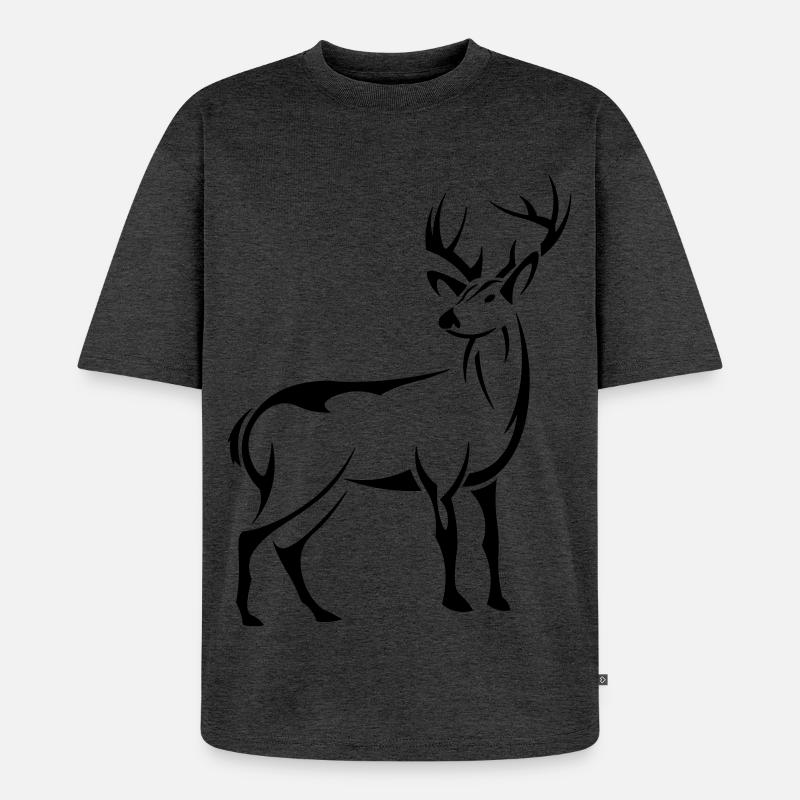 Schöner Hirsch - Unisex Premium Oversized Bio T-Shirt - Anthrazit meliert