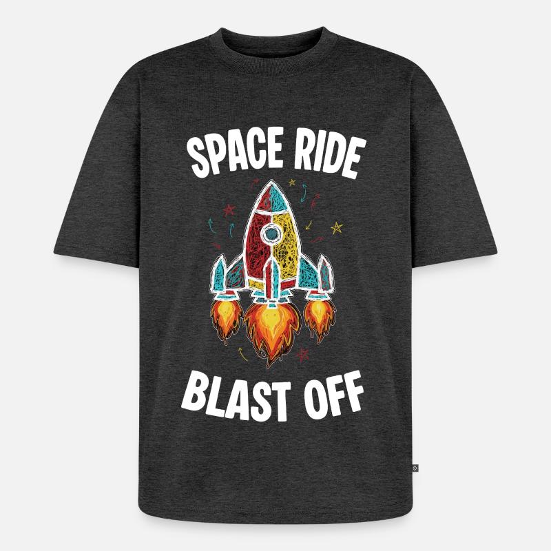 Space Rocket Retro Kritzelei-Explosion - Unisex Premium Oversized Bio T-Shirt - Anthrazit meliert