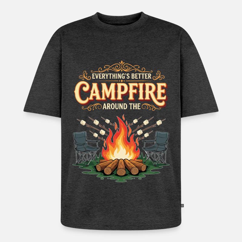 Camping Campfire Marshmallow Everything's Better - T-shirt Premium bio oversize Unisexe - anthracite chiné