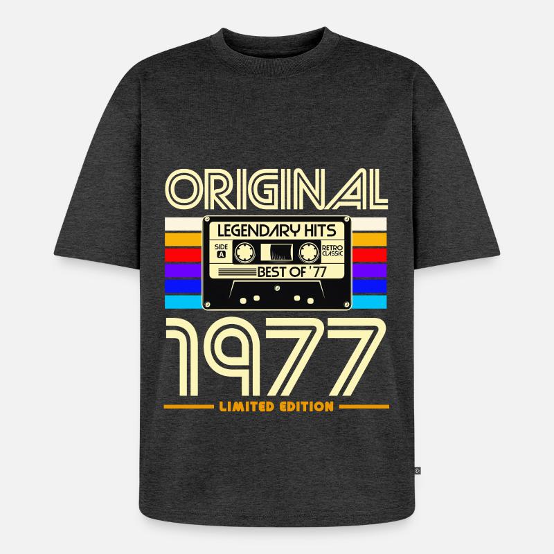 Originale Retro-Kassette von 1977 - Unisex Premium Oversized Bio T-Shirt - Anthrazit meliert