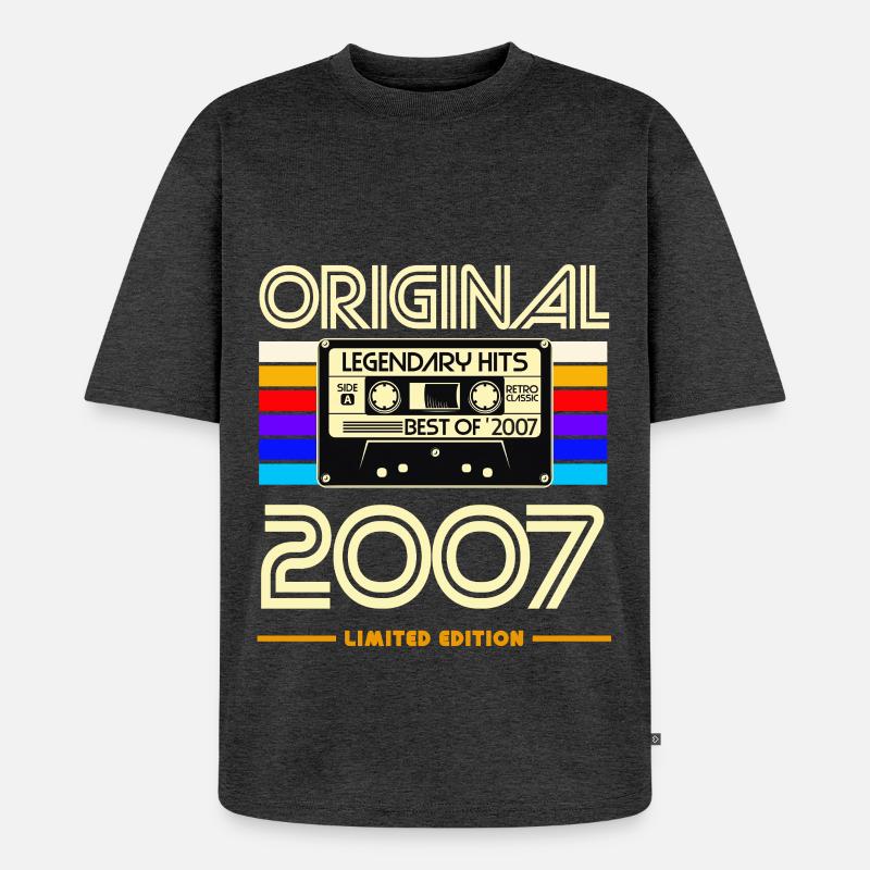 Original 2007: Hits rétro cassette - T-shirt Premium bio oversize Unisexe - anthracite chiné