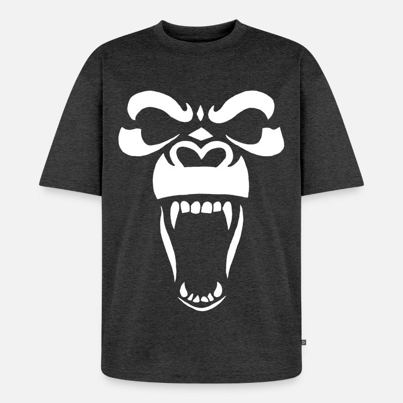 Weißer Gorilla - Unisex Premium Oversized Bio T-Shirt - Anthrazit meliert