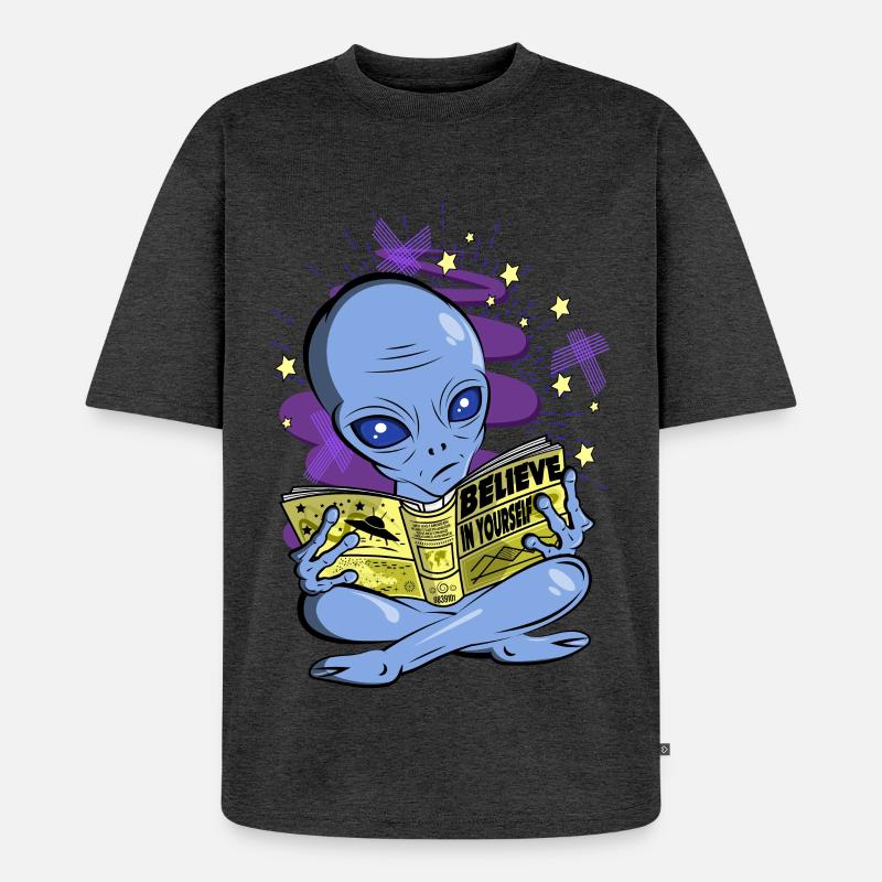 Alien - Glaube an dich selbst - Unisex Premium Oversized Bio T-Shirt - Anthrazit meliert
