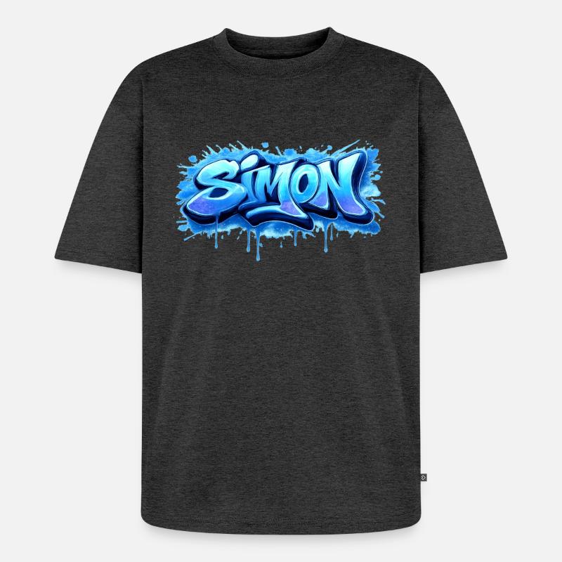 Graffiti SIMON Name Geschenk Ideal druckbar - Unisex Premium Oversized Bio T-Shirt - Anthrazit meliert