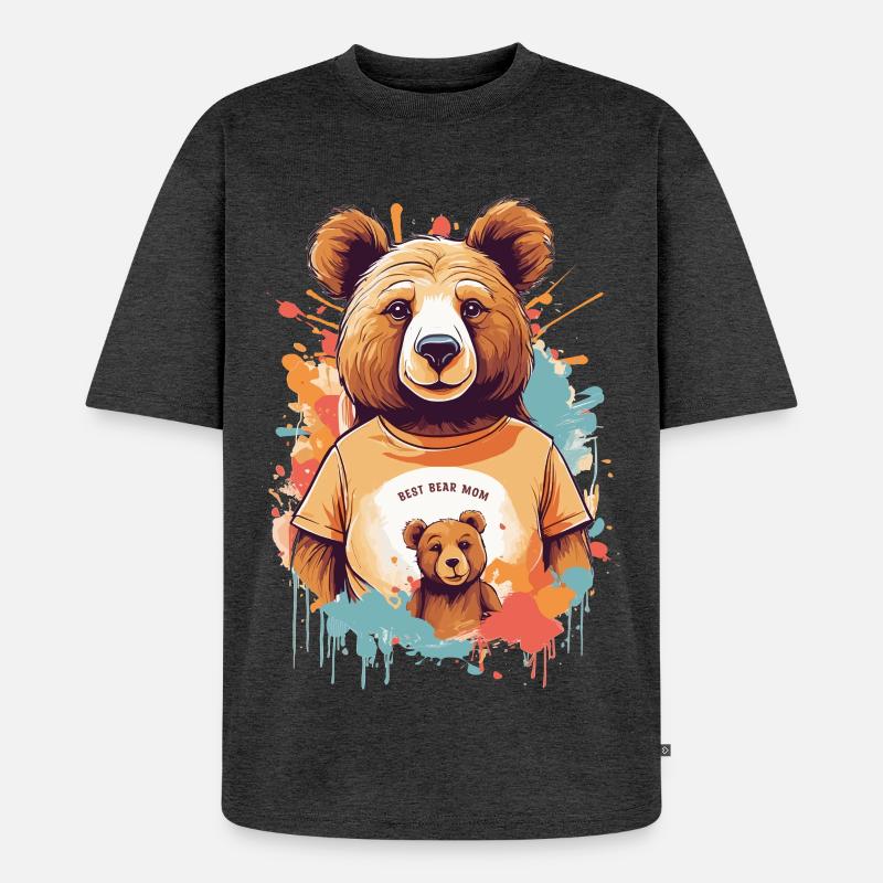 Beste Bär Mutter - Unisex Premium Oversized Bio T-Shirt - Anthrazit meliert