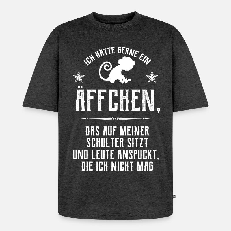 Äffchen auf Schulter - Unisex Premium Oversized Bio T-Shirt - Anthrazit meliert