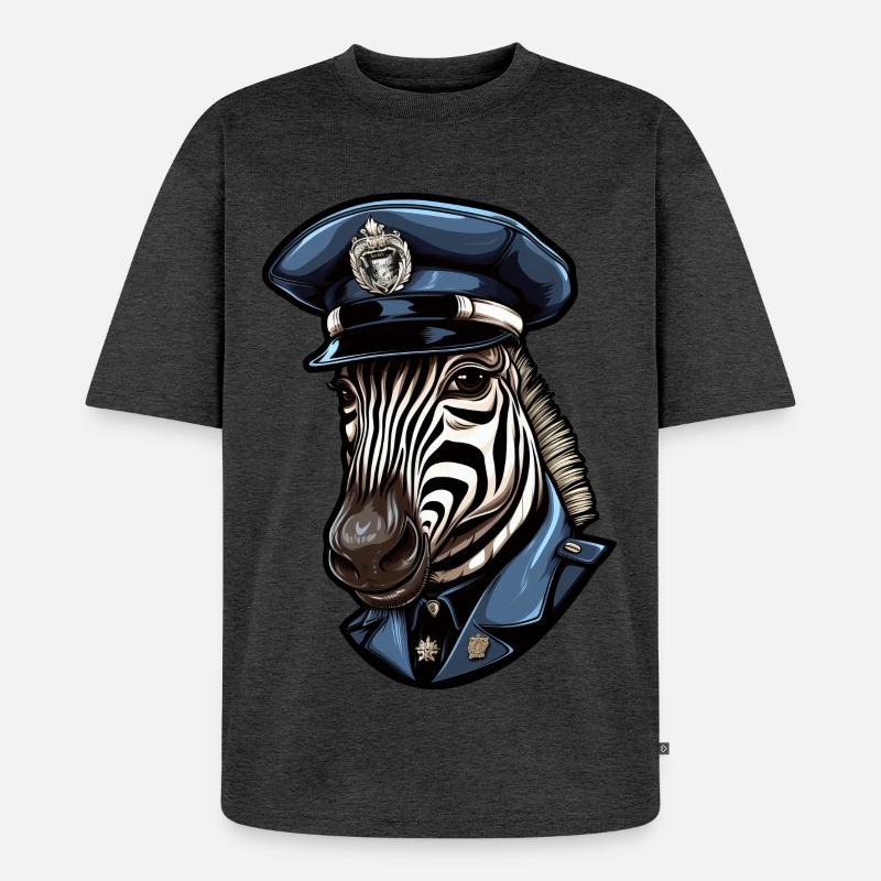 Zebra Polizei - Unisex Premium Oversized Bio T-Shirt - Anthrazit meliert