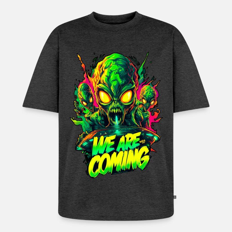 We are comming Aliens - Unisex Premium Oversized Bio T-Shirt - Anthrazit meliert