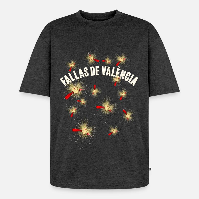 Fallas De Valencia Pyro Feuerwerk - Unisex Premium Oversized Bio T-Shirt - Anthrazit meliert