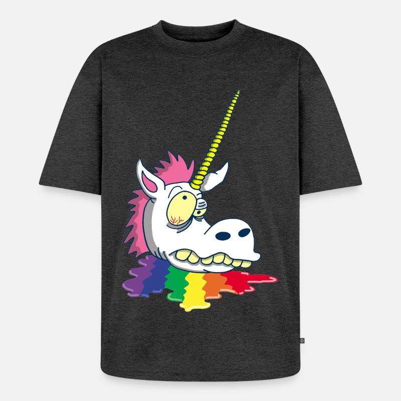 Abgetrennter Kopf eines Einhorns - Unisex Premium Oversized Bio T-Shirt - Anthrazit meliert