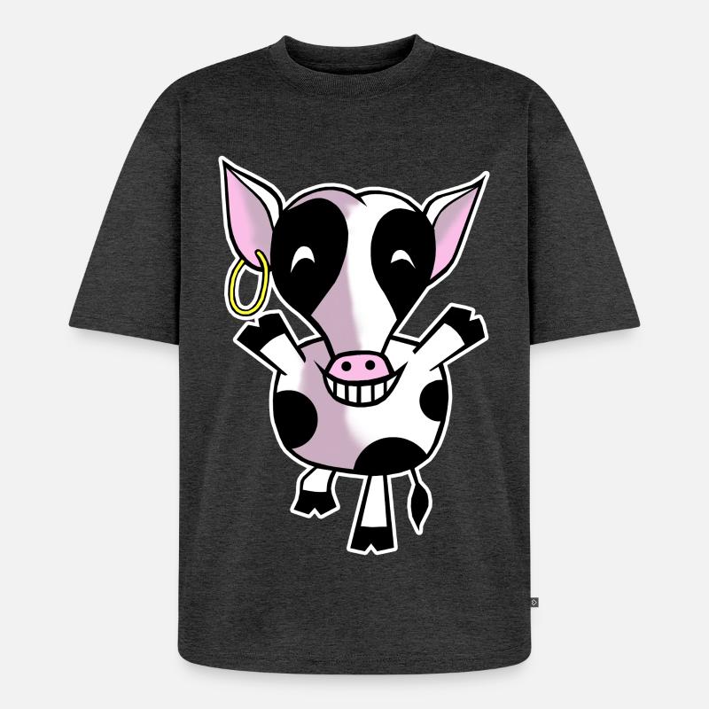 Glückliche Kuh - Unisex Premium Oversized Bio T-Shirt - Anthrazit meliert
