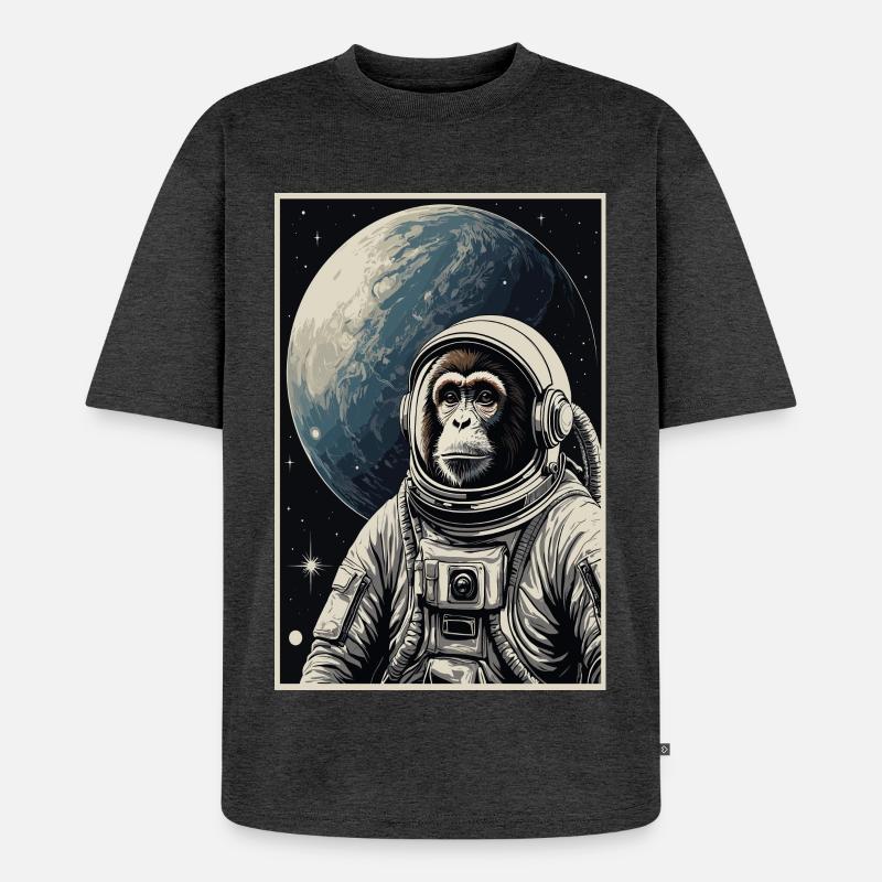 Astronauten Affe - Unisex Premium Oversized Bio T-Shirt - Anthrazit meliert