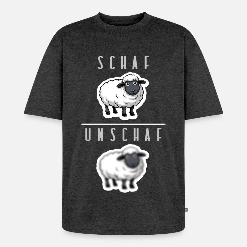 schaf unschaf humor - Unisex Premium Oversized Bio T-Shirt - Anthrazit meliert