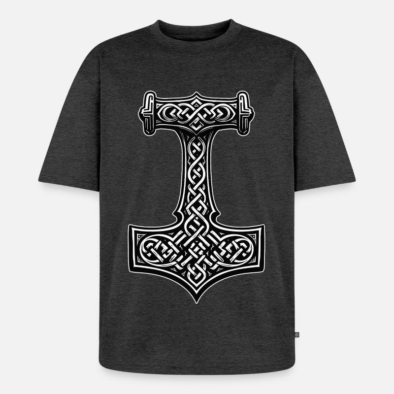 Mjölnir Wikinger Knotensymbol - Unisex Premium Oversized Bio T-Shirt - Anthrazit meliert