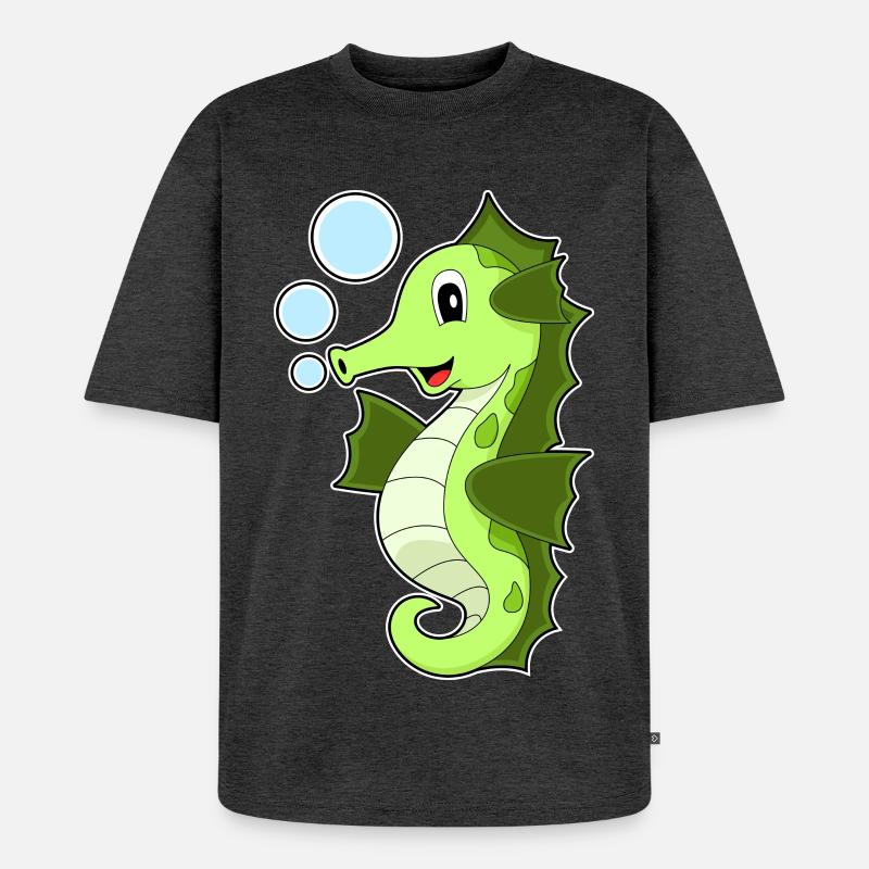 Seepferdchen - Unisex Premium Oversized Bio T-Shirt - Anthrazit meliert