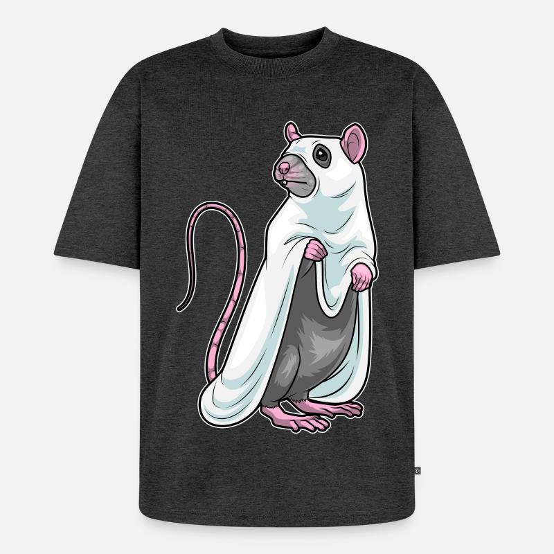 Ratte Halloween Geist - Unisex Premium Oversized Bio T-Shirt - Anthrazit meliert