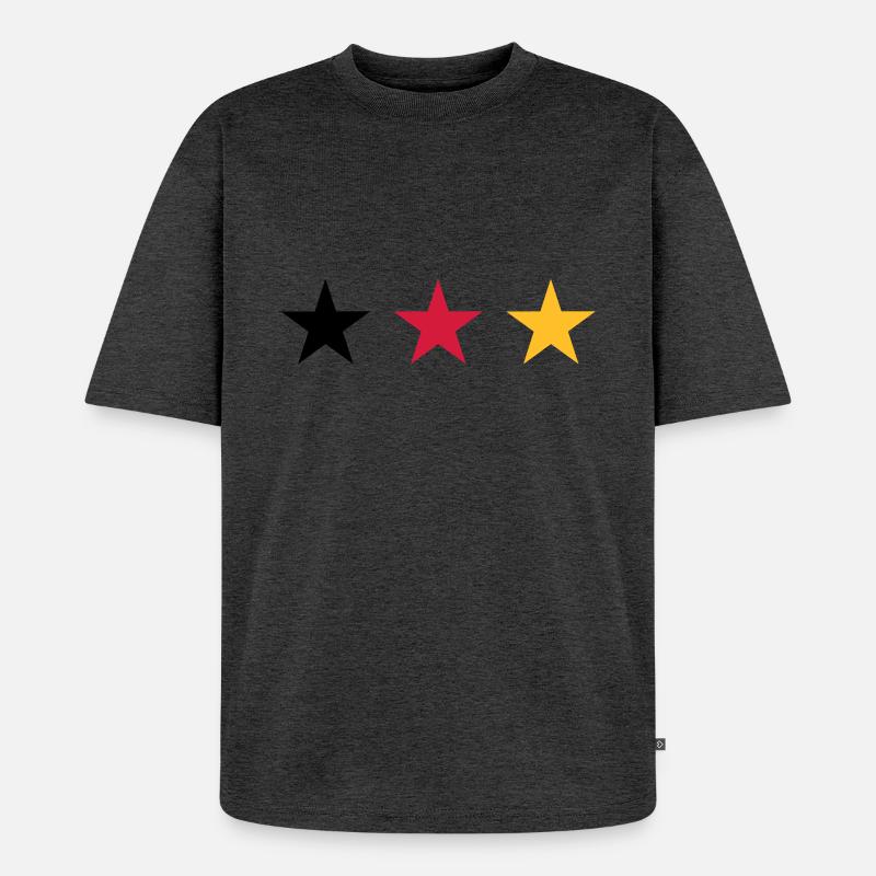 Drei Sterne Deutschlandfahne - Unisex Premium Oversized Bio T-Shirt - Anthrazit meliert