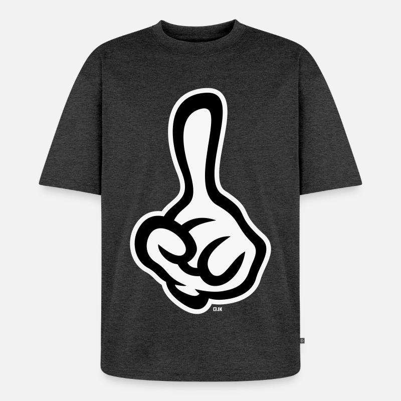 Index levé (doigt / main gauche NEG2C) - T-shirt Premium bio oversize Unisexe - anthracite chiné