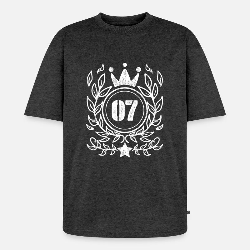Couronne à 7 numéros - T-shirt Premium bio oversize Unisexe - anthracite chiné