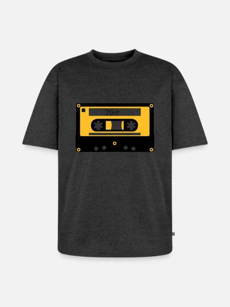 Kassette 70er - Unisex Premium Oversized Bio T-Shirt - Anthrazit meliert