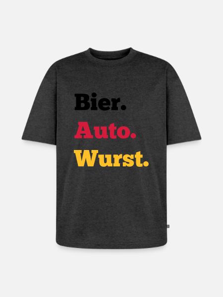 Bier Auto Wurst - Unisex Premium Oversized Bio T-Shirt - Anthrazit meliert
