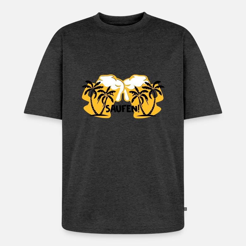 Saufen! - Unisex Premium Oversized Bio T-Shirt - Anthrazit meliert