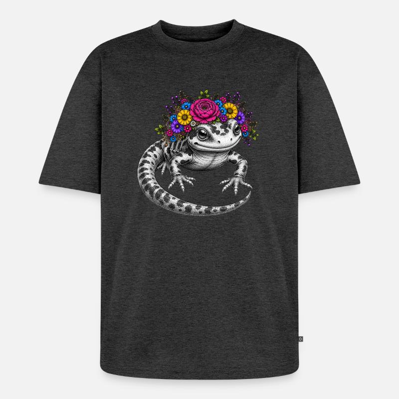 Flora Salamander Kranz - Unisex Premium Oversized Bio T-Shirt - Anthrazit meliert