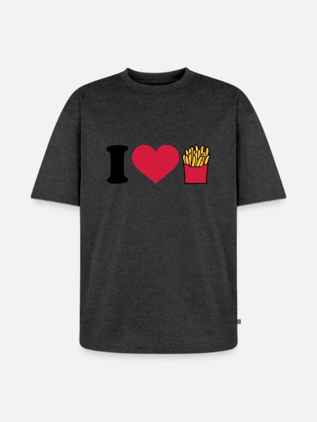 I love Fries - Unisex Premium Oversized Organic T-Shirt - heather anthracite