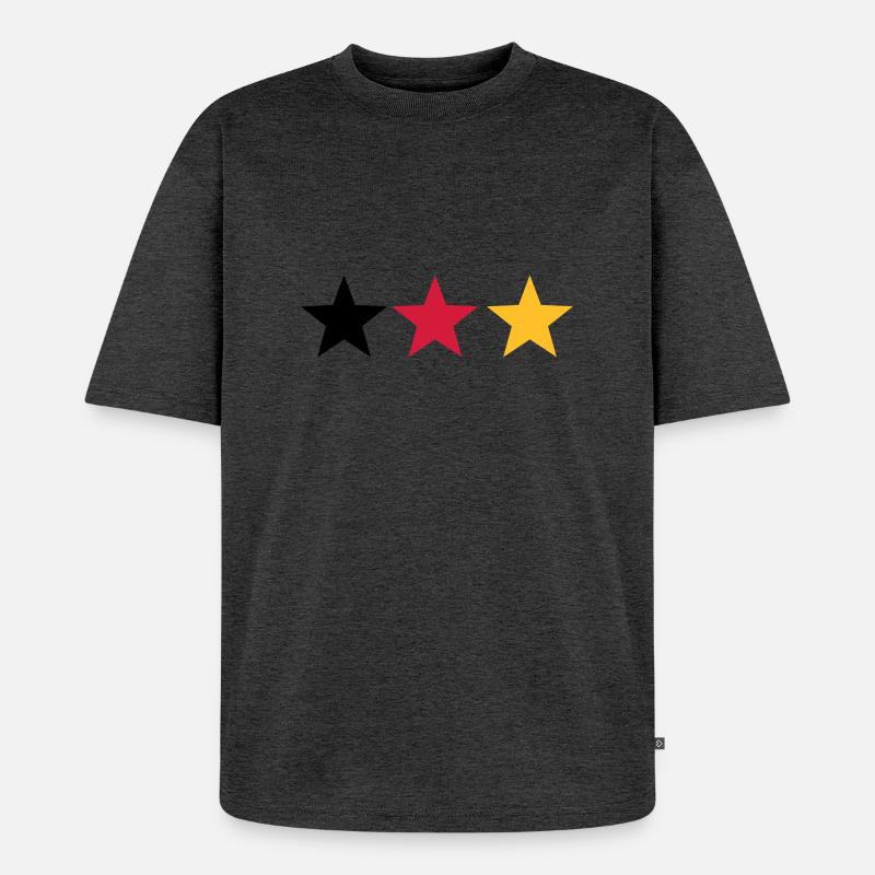 Schwarz rot gold - Unisex Premium Oversized Bio T-Shirt - Anthrazit meliert