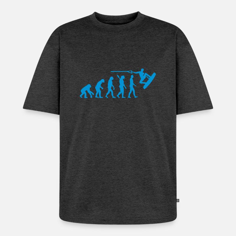 Evolution Wakeboard - Unisex Premium Oversized Organic T-Shirt - heather anthracite