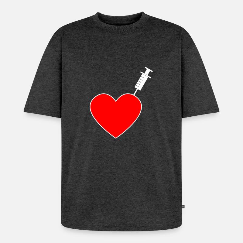 Impfung - Ich bin geimpft - Unisex Premium Oversized Bio T-Shirt - Anthrazit meliert
