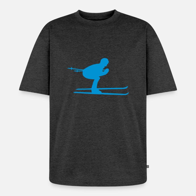 Ski - Unisex Premium Oversized Bio T-Shirt - Anthrazit meliert