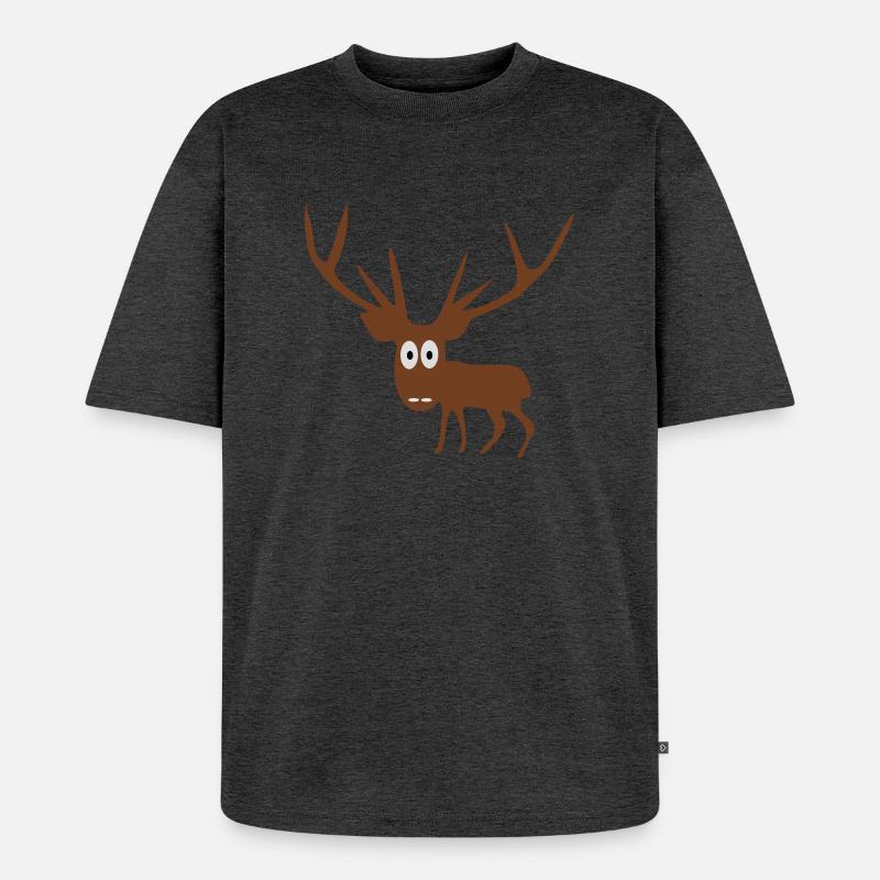 Hirsch - Unisex Premium Oversized Bio T-Shirt - Anthrazit meliert
