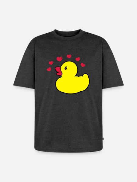 quitsche_enten_love2 - Unisex Premium Oversized Bio T-Shirt - Anthrazit meliert