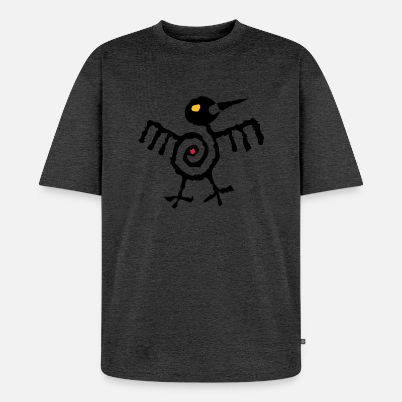 Fantasy Bird 01 - 2-farbig - Unisex Premium Oversized Bio T-Shirt - Anthrazit meliert