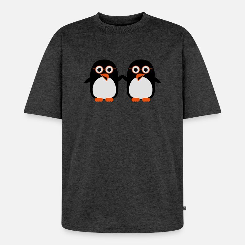 pinguine_geeks_c3 - Unisex Premium Oversized Bio T-Shirt - Anthrazit meliert