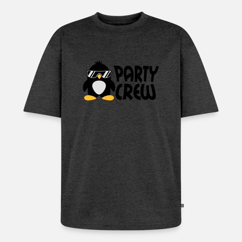 Party Crew Penguin - Unisex Premium Oversized Bio T-Shirt - Anthrazit meliert