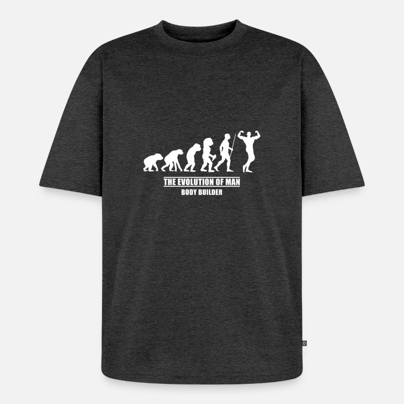 Evolution weight training - Unisex Premium Oversized Organic T-Shirt - heather anthracite