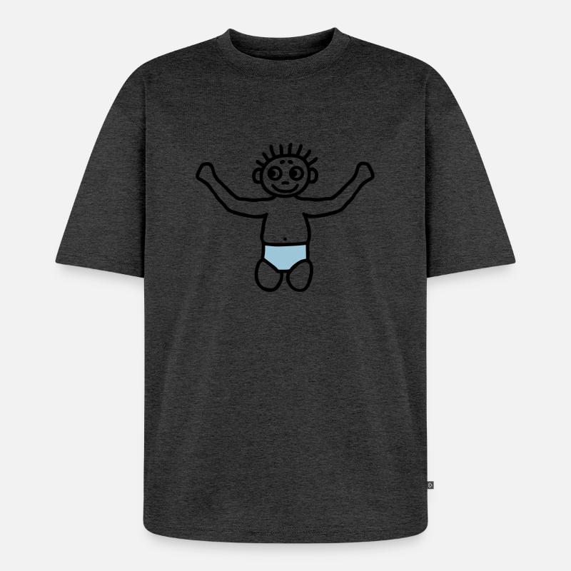 Baby mit Windel - V2 - Unisex Premium Oversized Bio T-Shirt - Anthrazit meliert