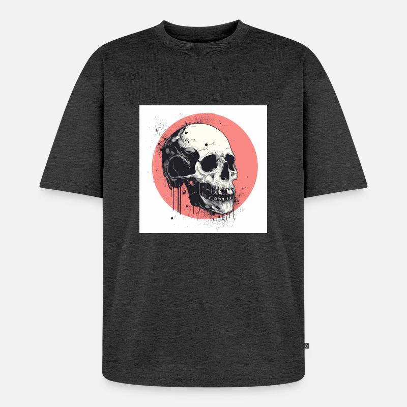 Schädel - Unisex Premium Oversized Bio T-Shirt - Anthrazit meliert