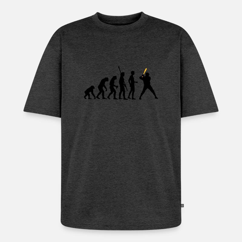 evolution_baseball_2c - Unisex Premium Oversized Bio T-Shirt - Anthrazit meliert