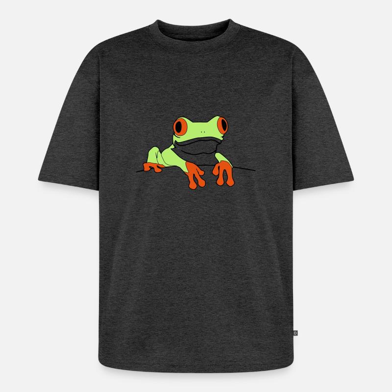 frosch - Unisex Premium Oversized Bio T-Shirt - Anthrazit meliert