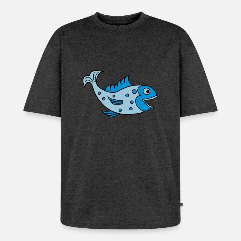 fisch - Unisex Premium Oversized Organic T-Shirt - heather anthracite
