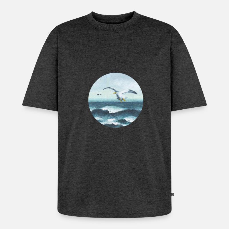Möwen - Unisex Premium Oversized Bio T-Shirt - Anthrazit meliert